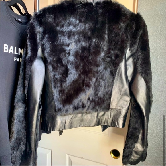 Guess Coat with Genuine Leather & Fur, Size Small - Picture 2 of 5